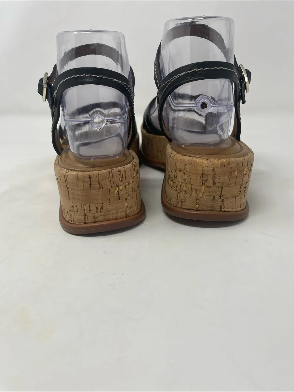 Naturalizer Black Cork Wedge Strappy Ankle Strap Sandals Size 6